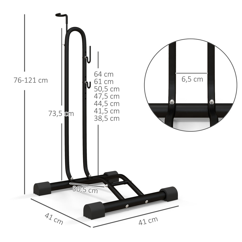 HOMCOM Bike Stand with Adjustable Hooks, Compatible with 24"-29" and 700c Bikes, for Garage, Indoor and Outdoor, Black