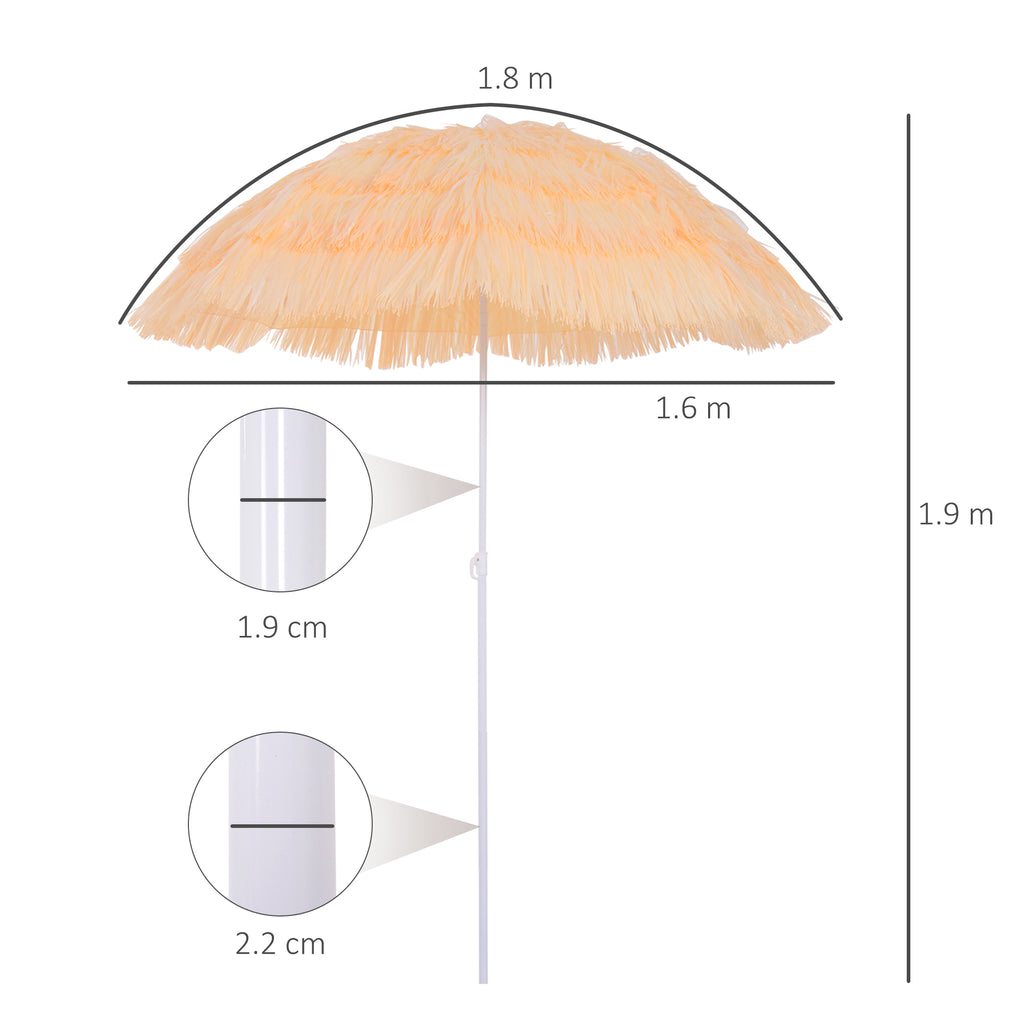 Outsunny 8-Ribbed Beach Umbrella with Tilting Pole, Polyester and Metal, 1.6 x 2 m, Beige