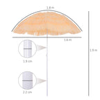 Outsunny 8-Ribbed Beach Umbrella with Tilting Pole, Polyester and Metal, 1.6 x 2 m, Beige