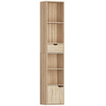 HOMCOM 4-Tier Open Bookshelf with Cabinet and Drawer, 30x24x158 cm, Wood Color