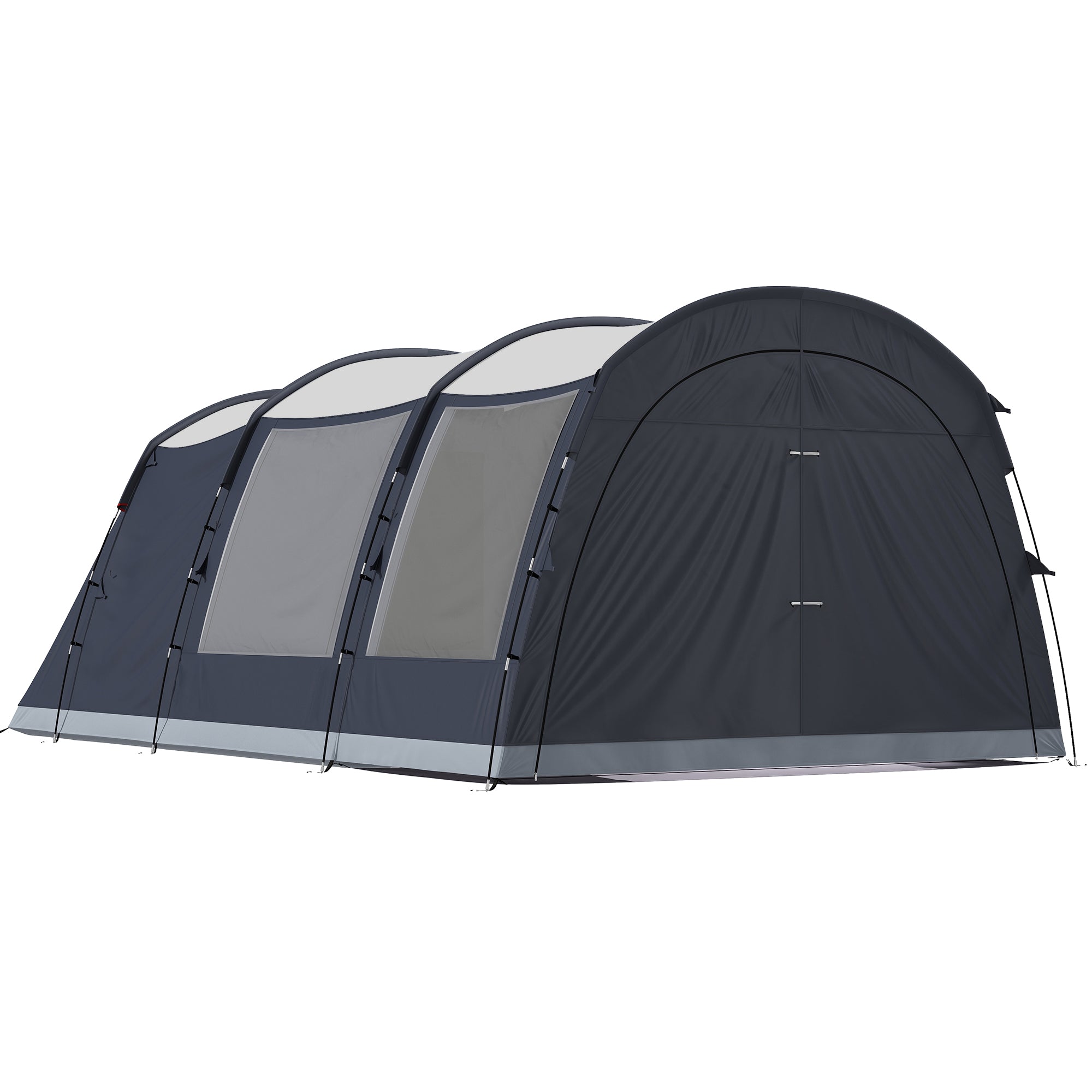 Outsunny 2-4 Person Tunnel Tent, 210cm High, 2 Rooms, 3000mm Waterproof, 540x320x210cm, Navy Blue
