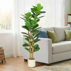 HOMCOM Artificial Green Fig Plant in PEVA and Wood with PP and Cement Container Pot, 50x50x150 cm