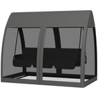 Outsunny Garden Swing 2 in 1 Convertible into a Bed with Cushions and Mosquito Net, 240x140x197 cm, Gray - Borgè