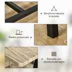 Industrial Bar Table for 10 Bottles in Chipboard and Steel, 120x60x91 cm, Black and Wood Color