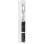 kleankin Bathroom Column with 3 Shelves and 3 Cabinets, Wooden, 15x17x120 cm, Black and White