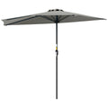 Outsunny Space-Saving Half-Moon Wall-Mounted Umbrella with Crank Opening, 2.7 x 2.4 m, Light Grey