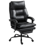 Height-Adjustable Desk Chair with 135° Reclining Angle, Black PU Leather, 65x76x113-121 cm