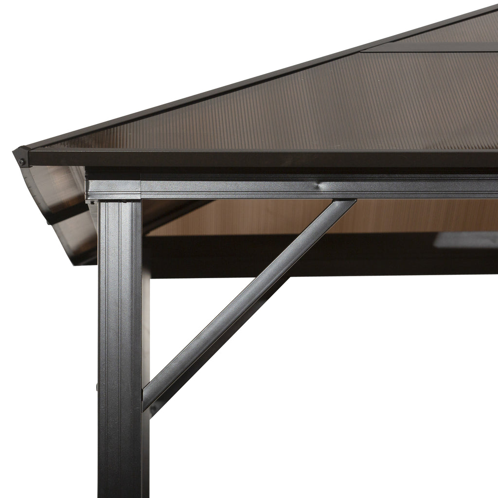 3.6x3m Garden Gazebo with Opening Polycarbonate Roof and Aluminum Frame