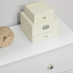 3 Drawer Chest with Handles in Chipboard and Pine Wood for Living Room and Bedroom, 80x30x80 cm, White