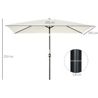 Rectangular Umbrella 2x3 m Foldable and Adjustable with Crank, in Aluminum and Polyester, Cream White