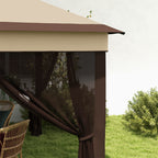 Outsunny Gazebo 3x3 adjustable on 3 levels with removable walls, in steel and Oxford fabric, coffee color and beige - Borgè