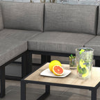 Outsunny garden living room with sofa and aluminum table with padded cushions, gray - Borgè