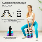 SPORTNOW Set of 6 Dumbbell Weights (2x1 kg, 2x2 kg, 2x3 kg) of 12 kg with Stand/Kettlebell, in Metal and PP Pink, Blue and Purple