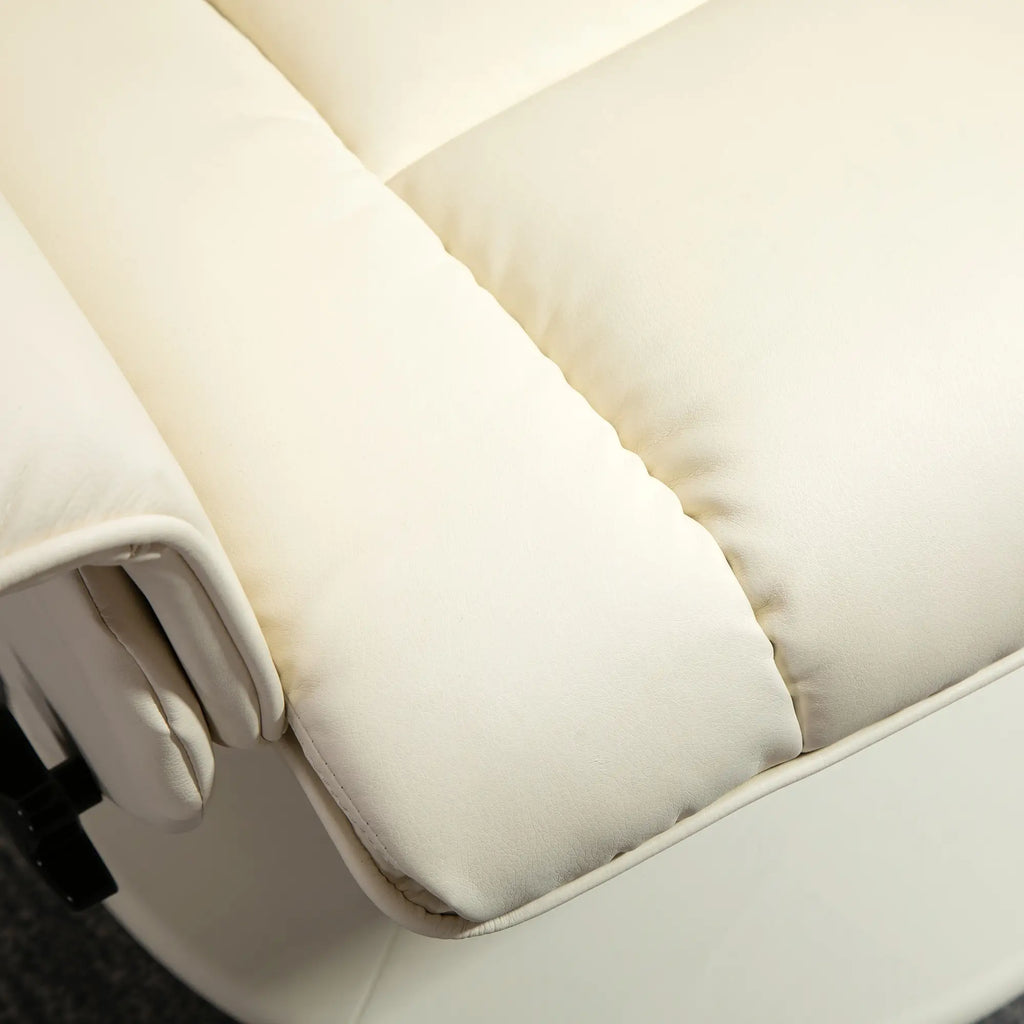 Relaxing Armchair Reclining up to 135° with Swivel Seat and Pouf Footrest, 78x84x110cm, Cream