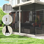 Universal Replacement Gazebo Mosquito Net with Zippers, 302x207cm - Black and Beige
