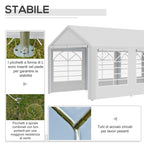 Garden Gazebo 6x3m with Side Windows, 3 Rooms and Hinged Doors, White