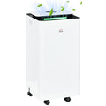 10L Portable Dehumidifier with 5 Modes, 2 Speeds, 24h Timer and Wheels, 25x25x50.5cm, White