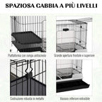Black Metal Rabbit and Guinea Pig Cage with 2 Doors and Removable Tray 81.2x52.7x70cm - Borge' Group Limited