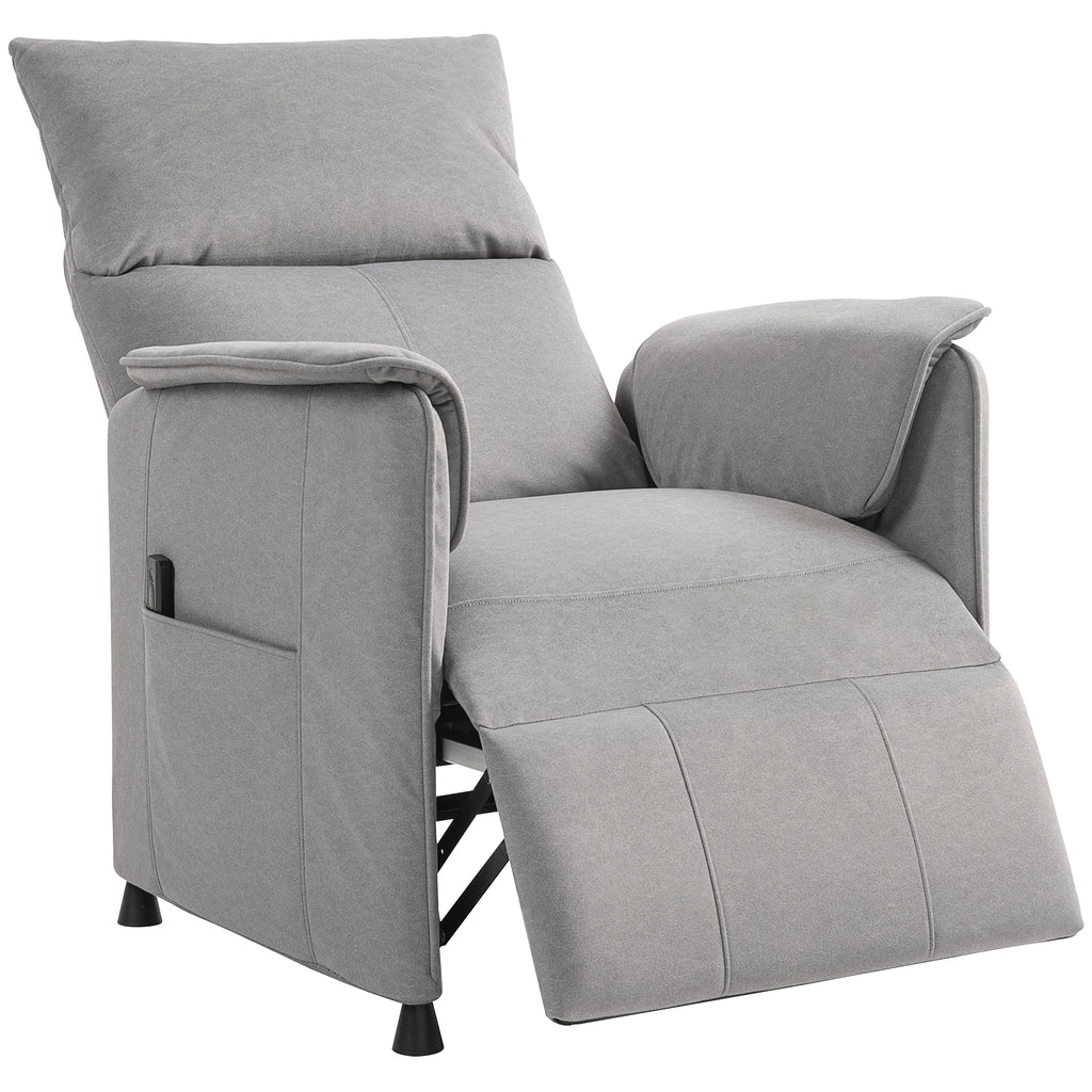 Electric Recliner Chair with Remote Control and Footrest, in Velvet Effect Fabric, 80x83x104 cm, Grey