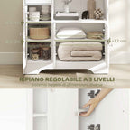 HOMCOM Sideboard Buffet with Open Compartment, Drawer, 3 Shelves and 2-Door Cabinet, Wooden, 80x30x82 cm, White