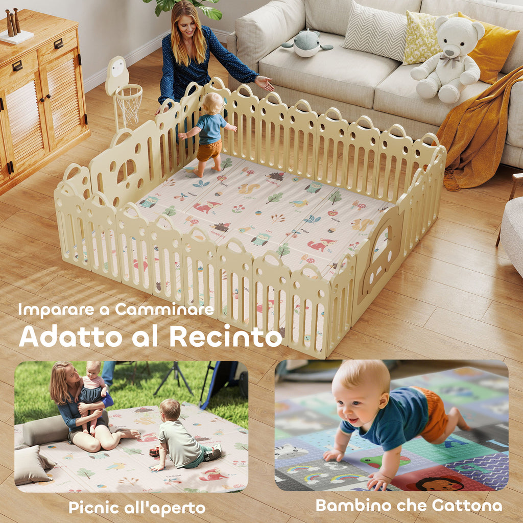 Children's Rug 0-3 Years Old with Numbers and Letters and Waterproof Surface, in Multicolored XPE, 176.5x148x1 cm