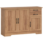 Kitchen Cabinet with 2 Drawers and 3 Cabinets, Adjustable Shelves, 120x38x79 cm, Oak