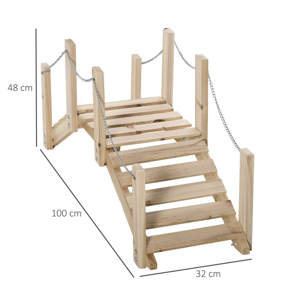 Outsunny Wooden Garden Bridge for Pond with Arched Walkway