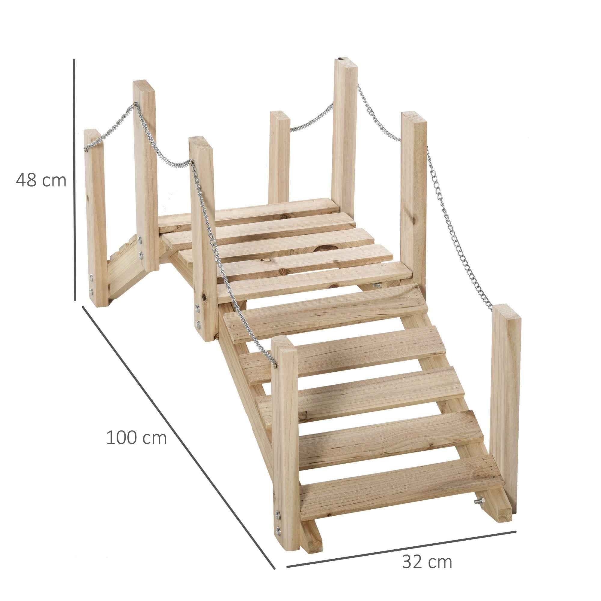 Outsunny Wooden Garden Bridge for Pond with Arched Walkway