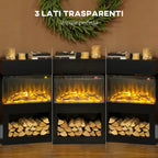 Electric Fireplace with 3D Colorful Flame Effect, 1000W/2000W with Adjustable Temperature and Remote Control, Black