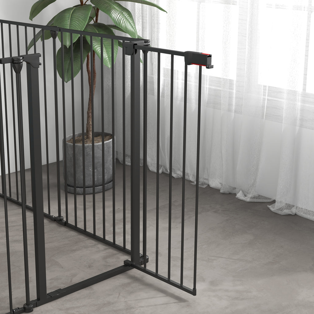 PAWHUT DOG CANCELLINO Folding and modular medium size in metal and plastic, 123x102x90 cm, black - Borgè