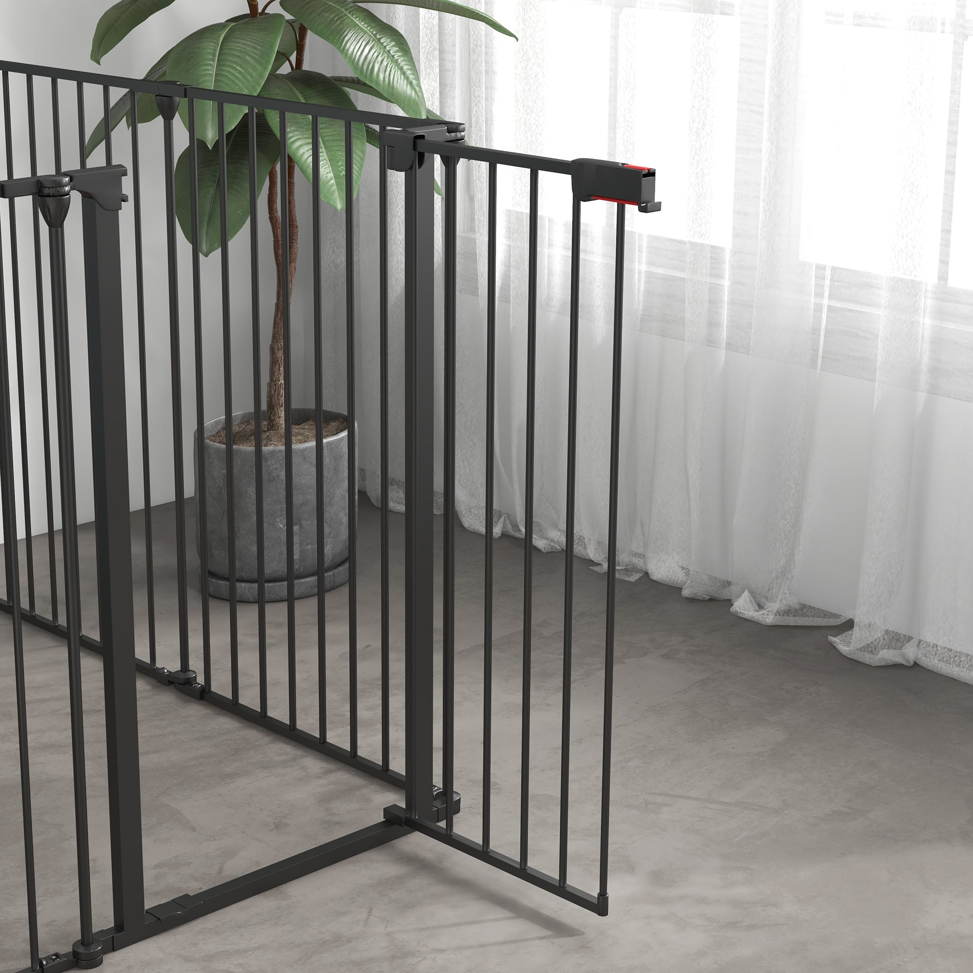 PAWHUT DOG CANCELLINO Folding and modular medium size in metal and plastic, 123x102x90 cm, black - Borgè