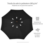 Outsunny 3m Garden Umbrella with Wooden Pole, 8 Ribs and Polyester Sunshade, Black