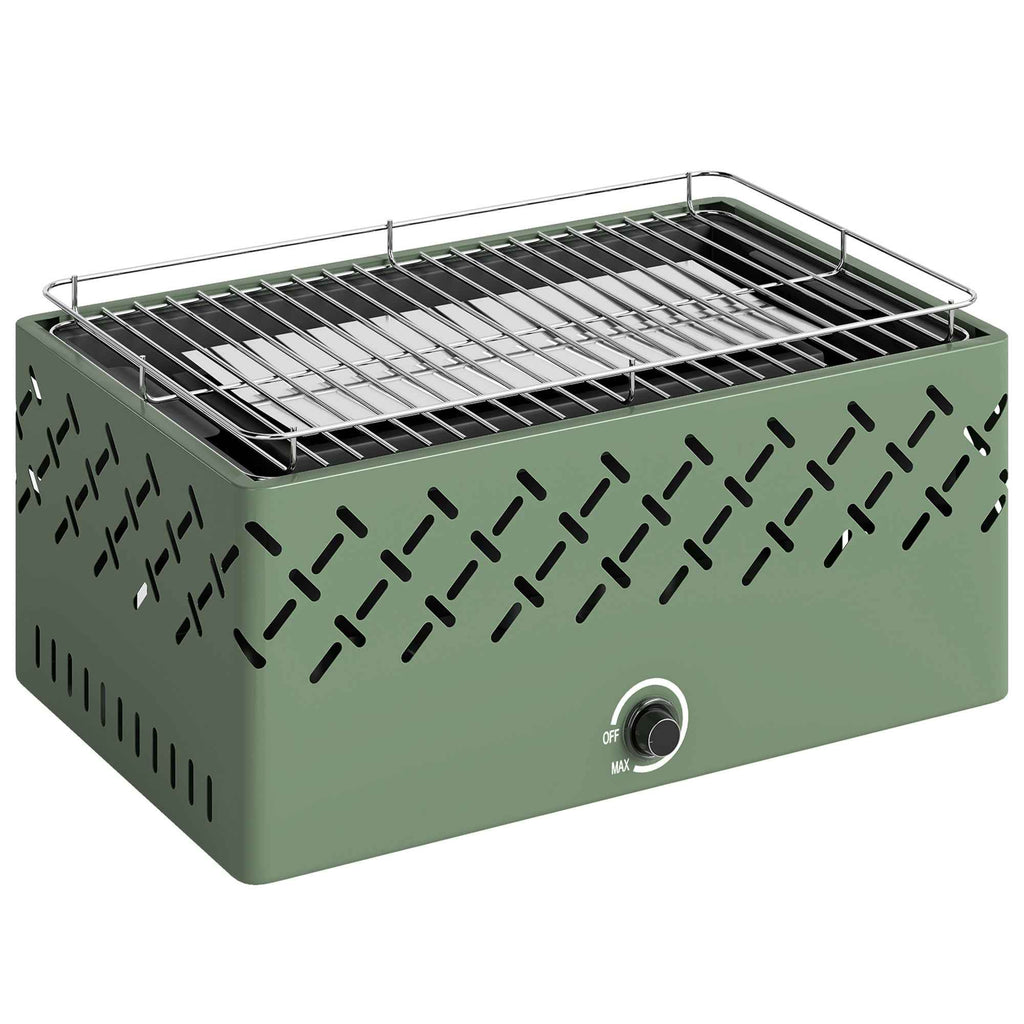 Outsunny Portable Charcoal Barbecue with Built-in Fan for Outdoor Use, Light Green