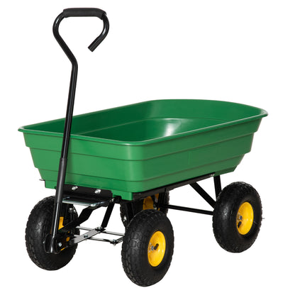 Outsunny garden trolley 75l in steel and pp with folding tub and handle, 109x52x94 cm, green - Borgè