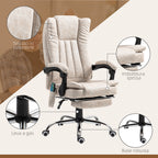 Massage and Heated Office Chair with Footrest, Microfiber, 62x70x113-120 cm, Cream