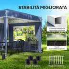 Outsunny 3x3m Folding Gazebo with Walls and Adjustable Height, UV Protection 50+, Dark Blue