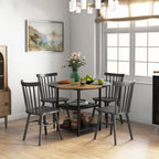 Homcom dining table for 4-6 people with 2 integrated shelves, in steel and mdf, Ø100x76 cm, black and brown - Borgè