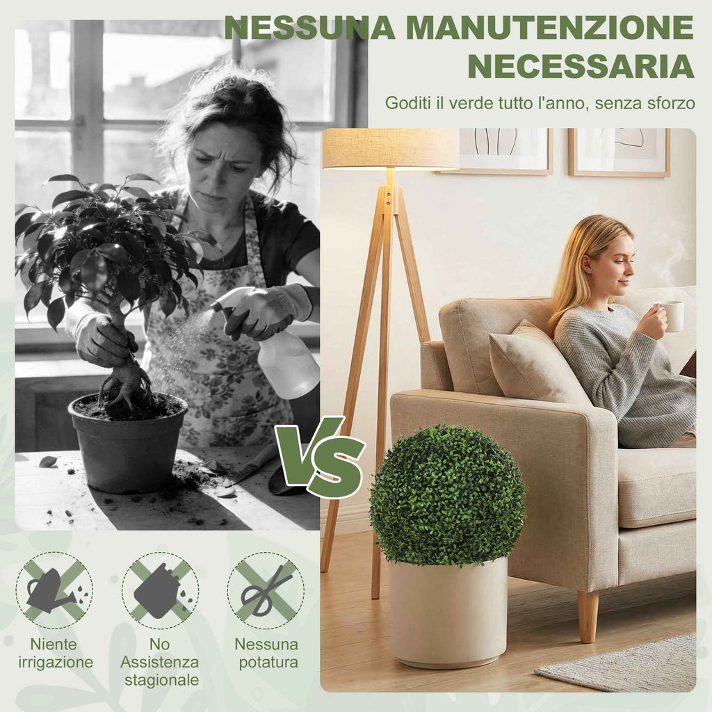 HOMCOM Artificial Boxwood Topiary with 682 Leaves, UV Resistant, Height 42 cm
