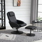 RELAX | Reclining Relax Chair with Matching Footstool and Faux Leather Upholstery, Black
