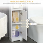 Bathroom Column with 3 Open Shelves and Adjustable 2-Tier Cabinet, Wooden, 23x18x100 cm, White