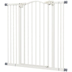 PawHut Extendable Dog Gate Without Screws Adjustable from 74-100 cm in Metal, White - Borgè