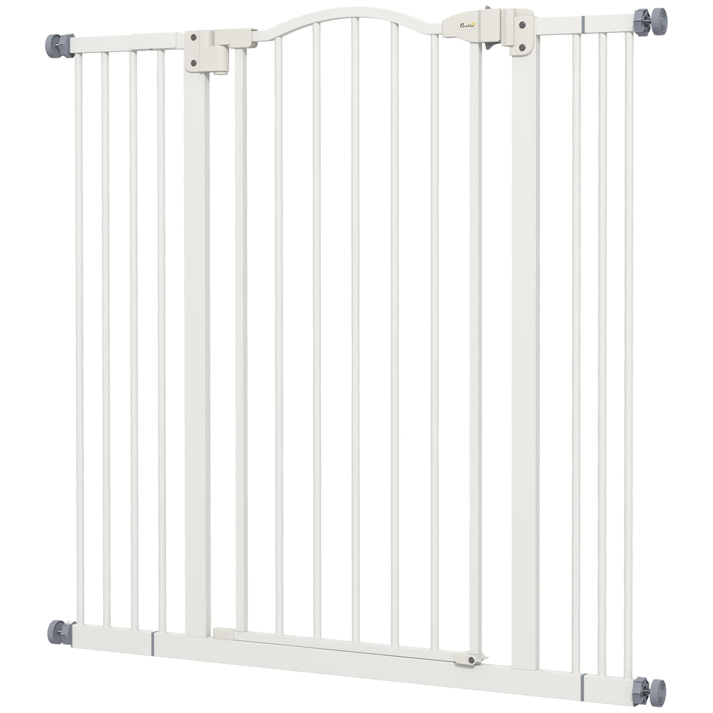 PawHut Extendable Dog Gate Without Screws Adjustable from 74-100 cm in Metal, White - Borgè