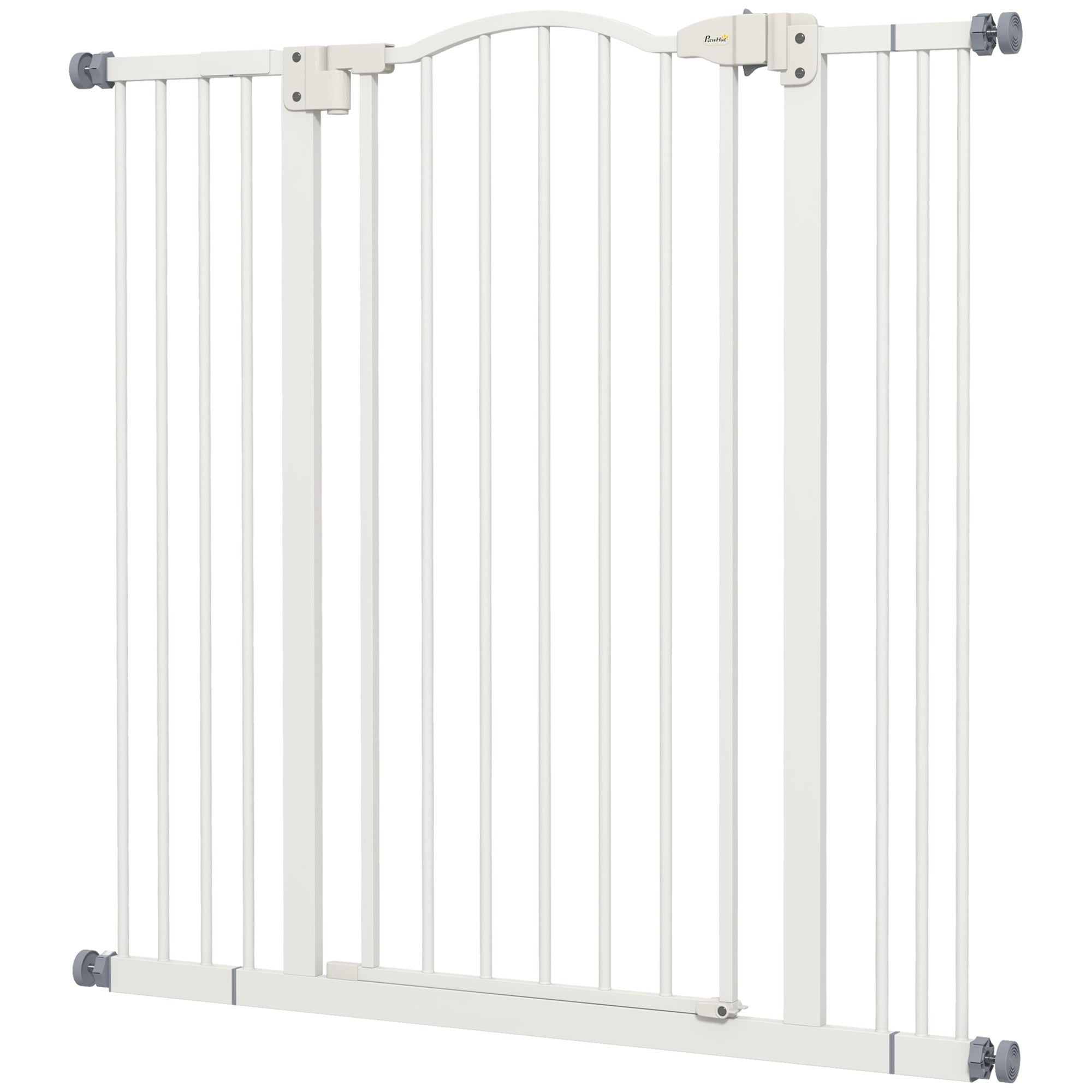 PawHut Extendable Dog Gate Without Screws Adjustable from 74-100 cm in Metal, White - Borgè