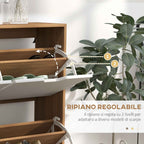 HOMCOM Chipboard and Pine Shoe Rack with 4 Drawers and 2 Adjustable Shelves for Each Drawer, 95x26x95 cm