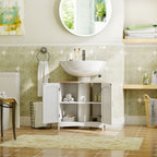 kleankin Bathroom Cabinet with 2 Doors and Adjustable Shelf, 60x33x60cm, Wood and White