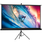 100" Foldable Projector Screen, 16:9 Format, Adjustable Tripod, 235.8 x 8 x 136 cm, Black