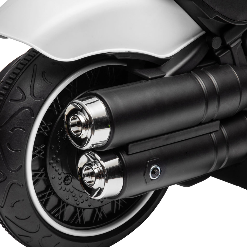Electric Motorcycle for Children 18-36 Months with Training Wheels and Headlight, 76x42x57 cm, White and Black