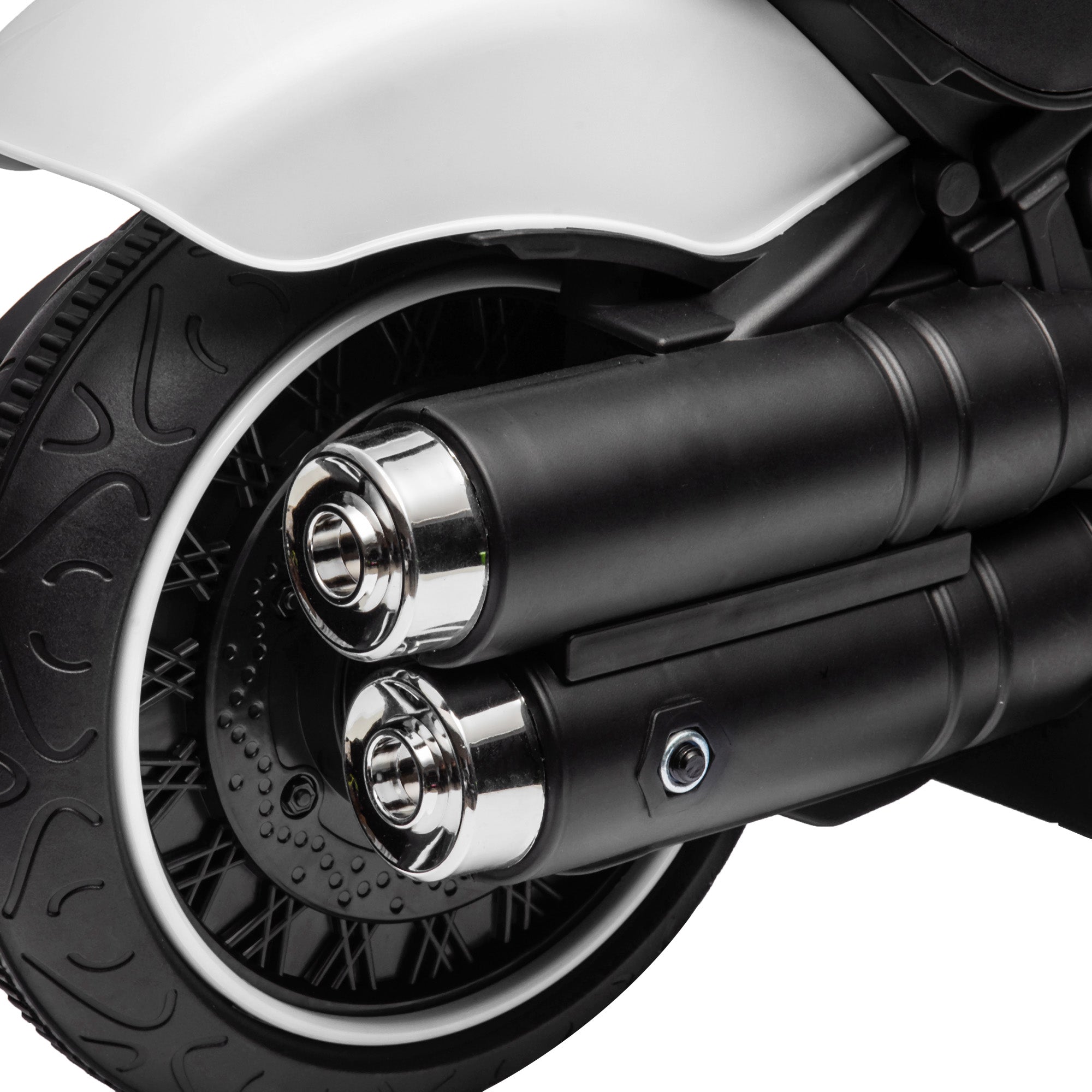 Electric Motorcycle for Children 18-36 Months with Training Wheels and Headlight, 76x42x57 cm, White and Black