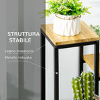 4-Tier Metal and Wood Plant Shelf for Indoor and Outdoor, 34x34x66cm
