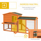 PawHut 2-Storey Outdoor Hutch in Fir Wood and Metal Wire, 150x45x85 cm, Orange - Borgè